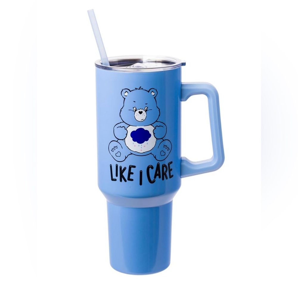 ✅NWT🤩Silver Buffalo Care Bears Grumpy Bear "Like I Care Stainless" 40 Ou… - Picture 2 of 5